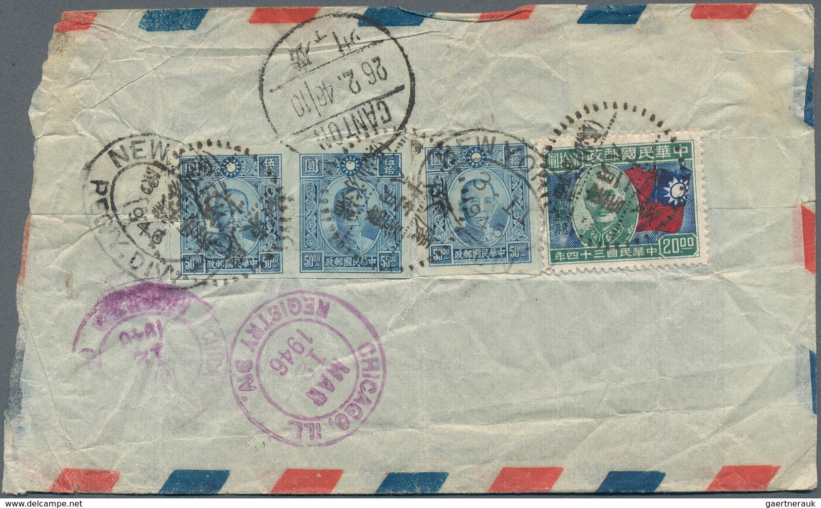 China: 1927/86, 72 (ca.) Covers And Cards, As Well As 4 Stamp Folders In Box, Including A Number Of - ...-1878 Vorphilatelie