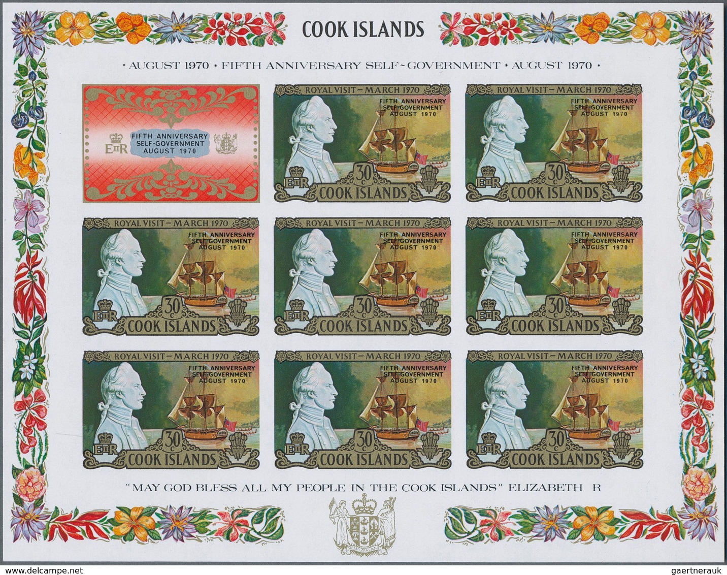Cook-Inseln: 1967/1989. Lot Of 6,029 IMPERFORATE (instead Of Perforated) Stamps Inclusive Souvenir A - Cook Islands