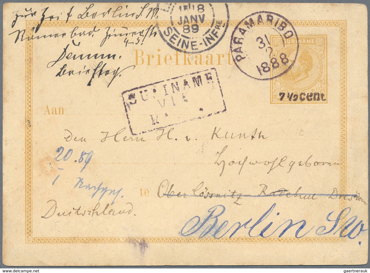 Curacao: 1884/1942, Covers (5), Used Ppc (2) And Used Stationery (11 Inc. Uprates) Inc. Registration - Niederländische Antillen, Curaçao, Aruba