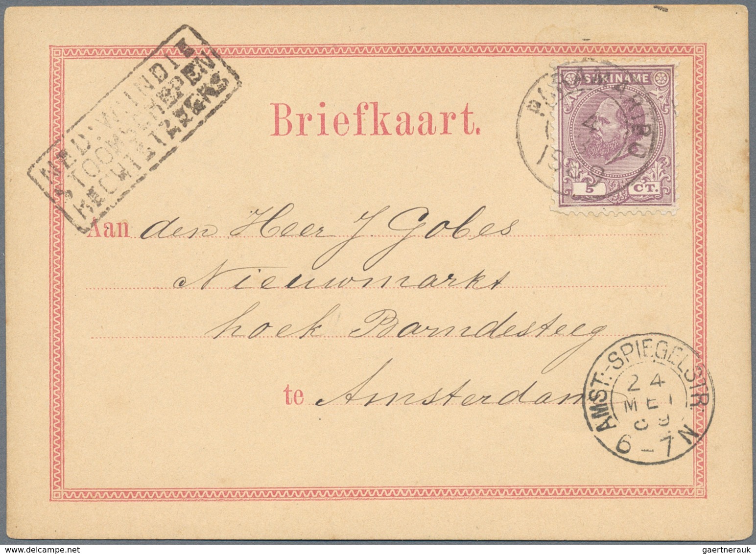 Curacao: 1884/1942, covers (5), used ppc (2) and used stationery (11 inc. uprates) inc. registration