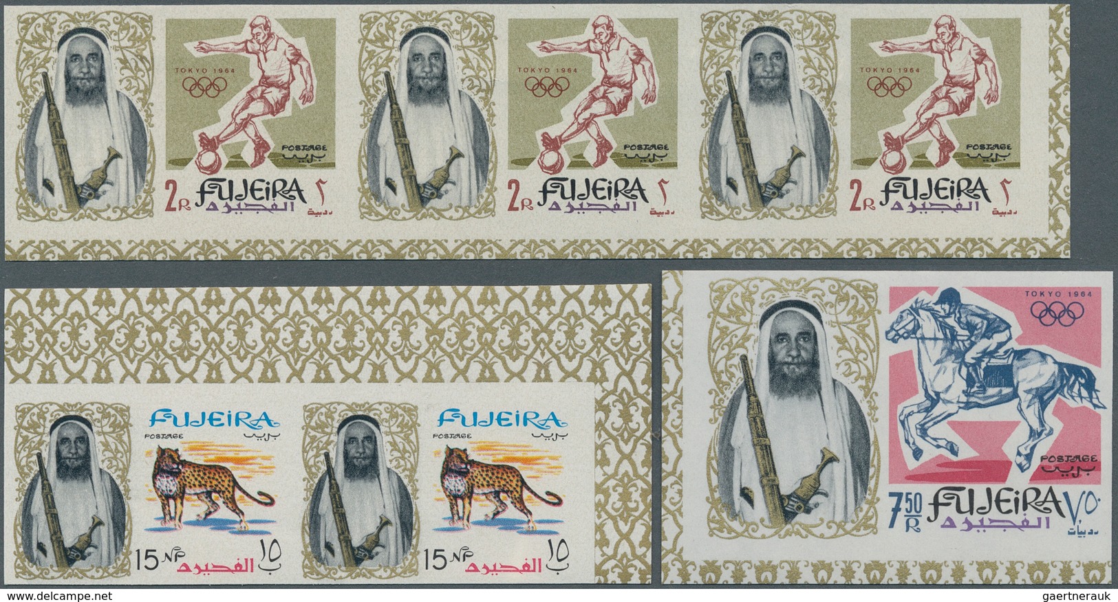 Fudschaira / Fujeira: 1964/1969, Lot Of 9166 IMPERFORATE (instead Of Perforate) Stamps MNH, Showing - Fujeira