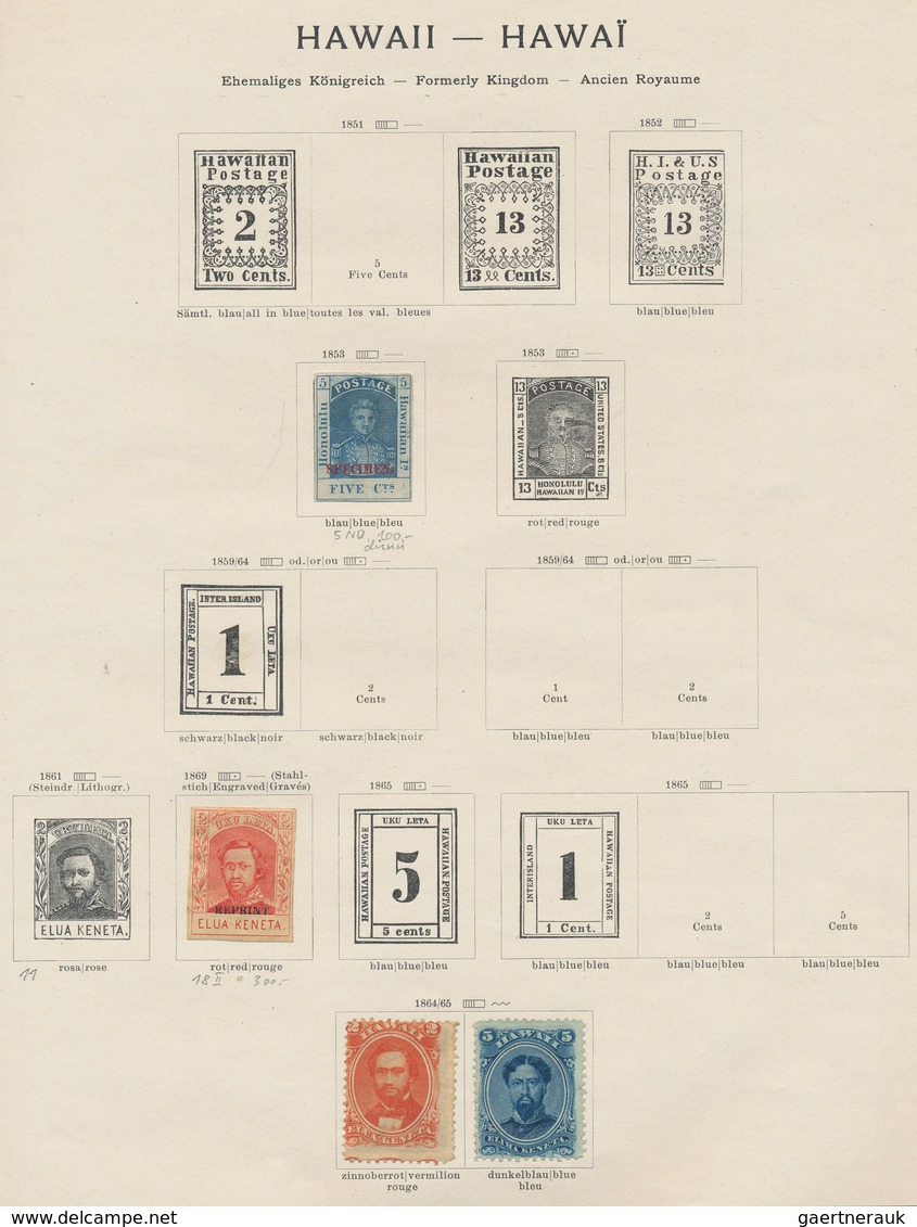 Hawaii: 1853/1899, Mainly Used Collection Of Apprx. 48 Stamps On Ancient Schaubek Pages. - Hawaii