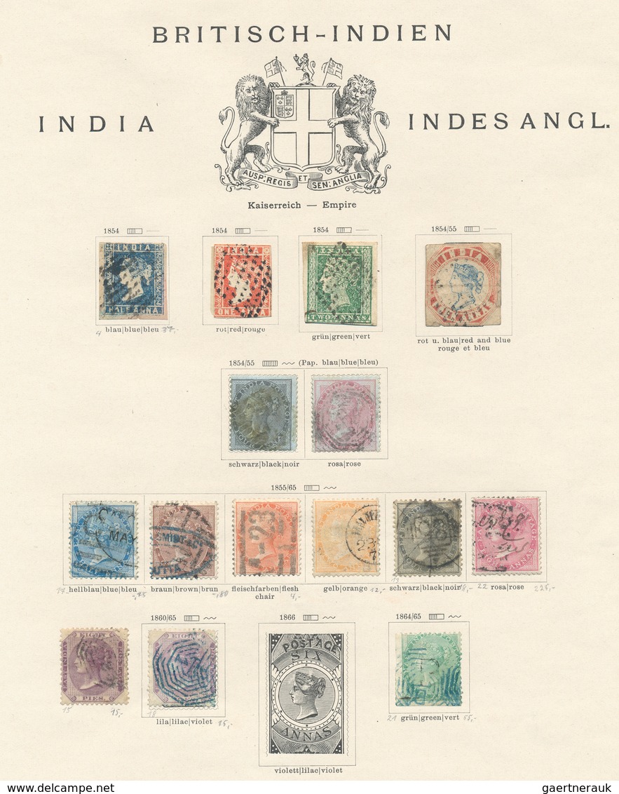 Indien: 1854/1920 (ca.), Used Collection On Ancient Schaubek Pages, From Early Issues Incl. 1854 4a. - 1854 East India Company Administration