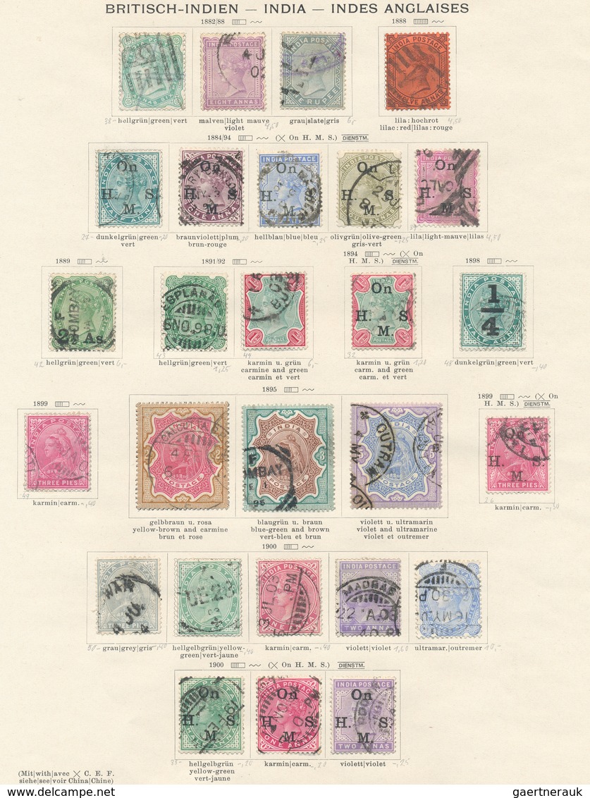 Indien: 1854/1920 (ca.), Used Collection On Ancient Schaubek Pages, From Early Issues Incl. 1854 4a. - 1854 Compagnie Des Indes