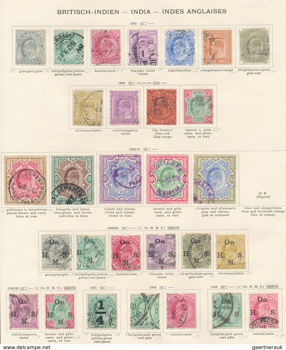 Indien: 1854/1920 (ca.), Used Collection On Ancient Schaubek Pages, From Early Issues Incl. 1854 4a. - 1854 Compagnie Des Indes