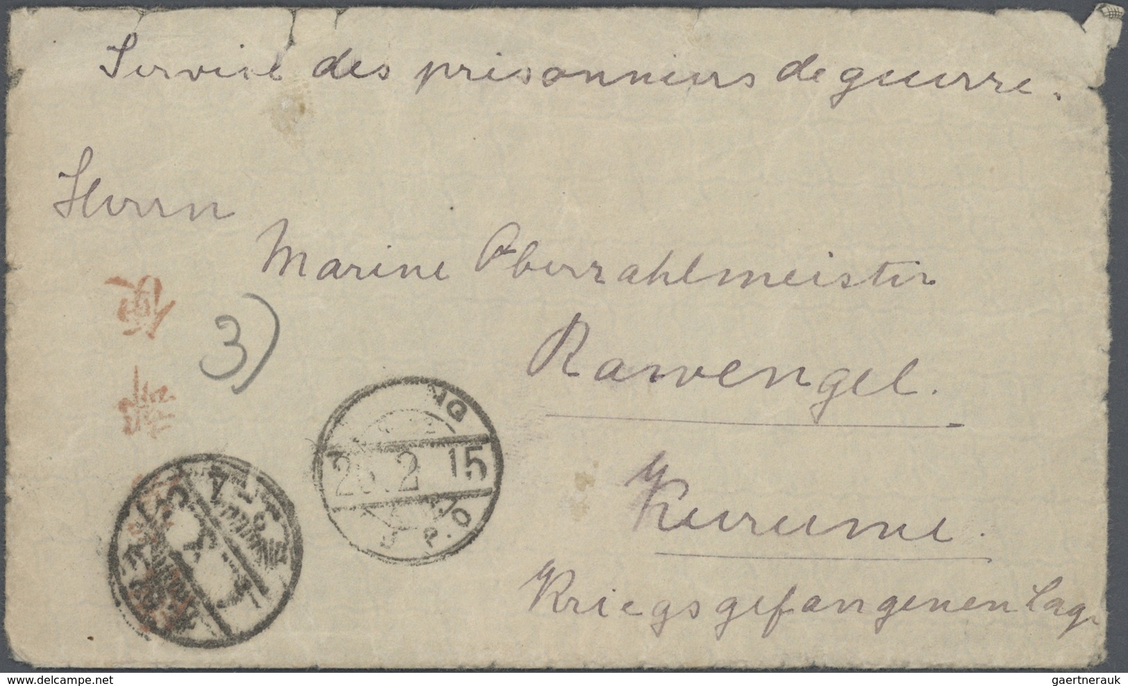 Lagerpost Tsingtau: Kurume, 1915/19, The Bruno Rawengel (rank: Marine Oberzahlmeister) Correspondenc - Deutsche Post In China