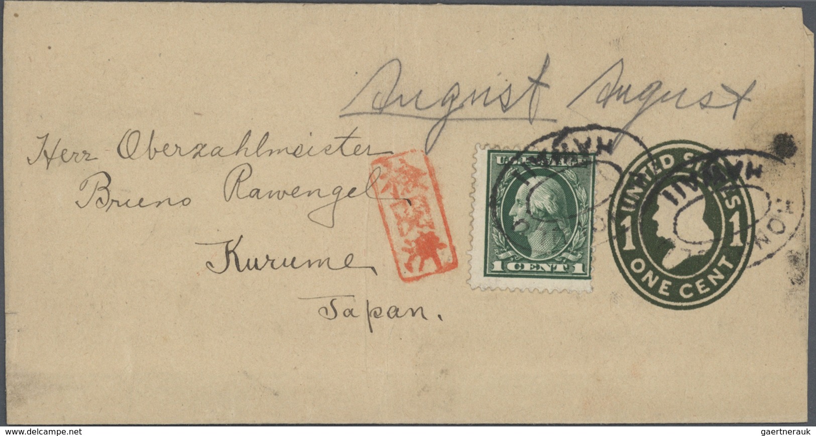 Lagerpost Tsingtau: Kurume, 1915/19, the Bruno Rawengel (rank: Marine Oberzahlmeister) correspondenc