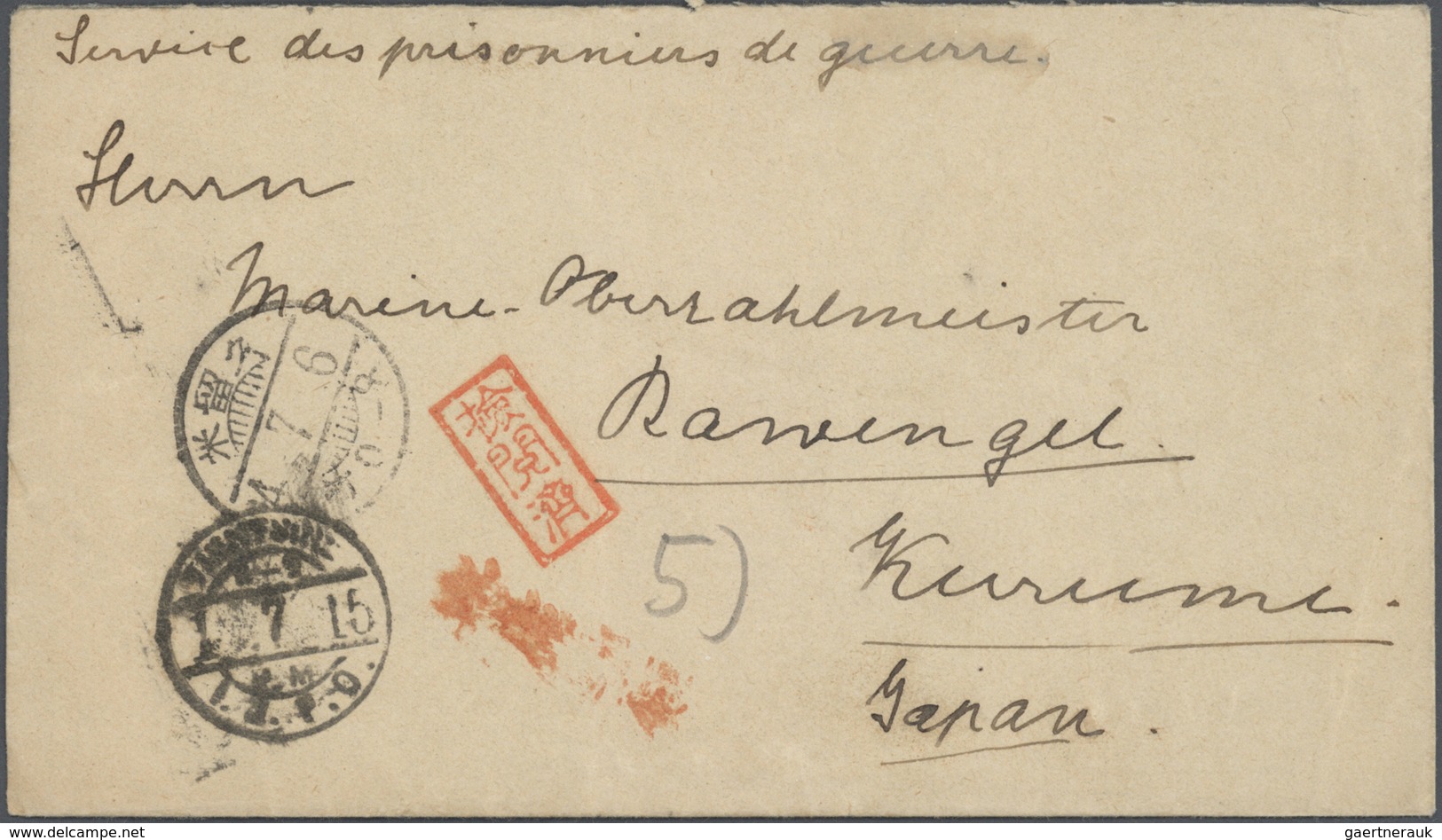 Lagerpost Tsingtau: Kurume, 1915/19, the Bruno Rawengel (rank: Marine Oberzahlmeister) correspondenc