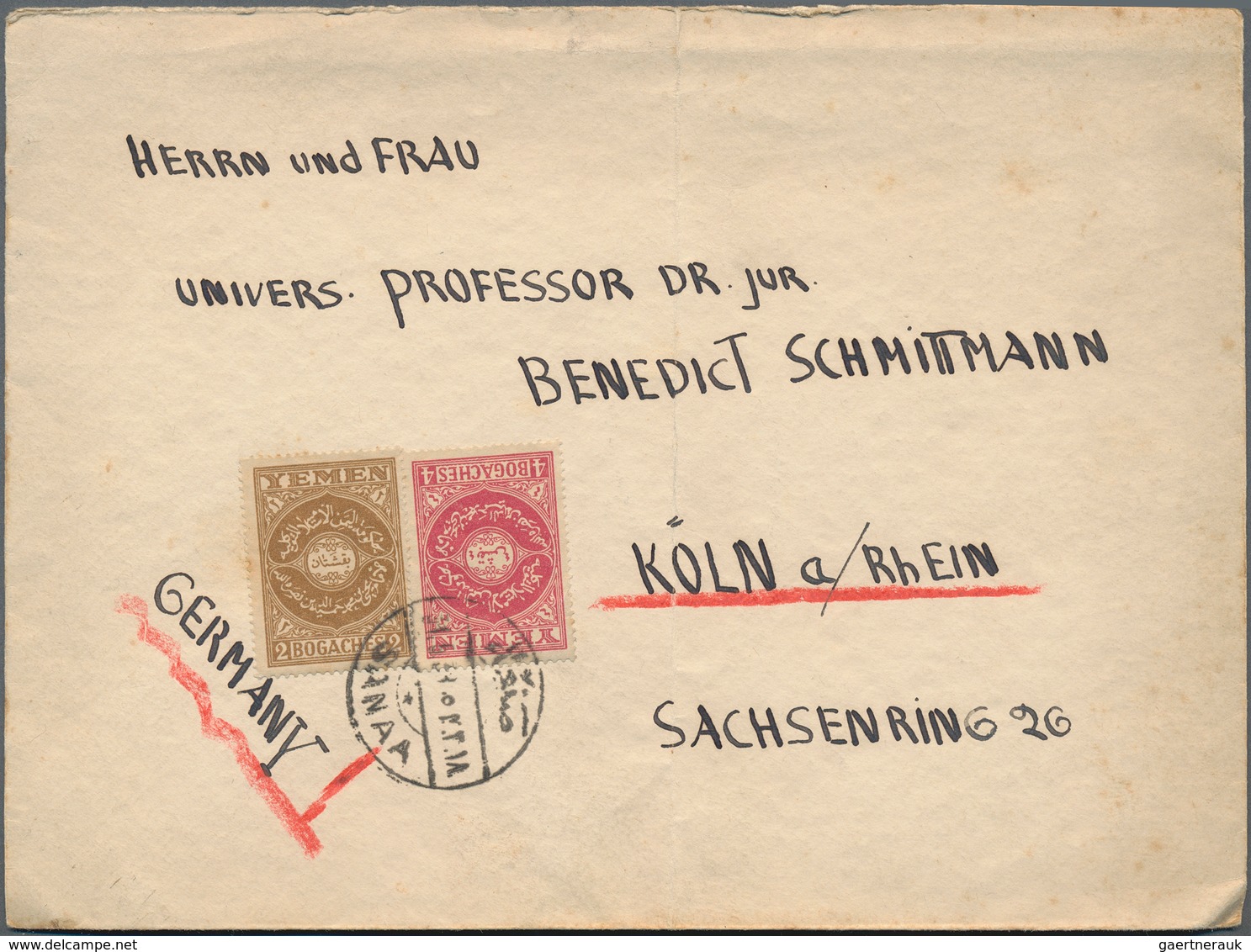 Jemen: 1930/70 (ca.), Kingdom Covers (7), FDC (2 Inc. 1960 Olympics), 6 B. Airletter Blue Cto (2, No - Jemen