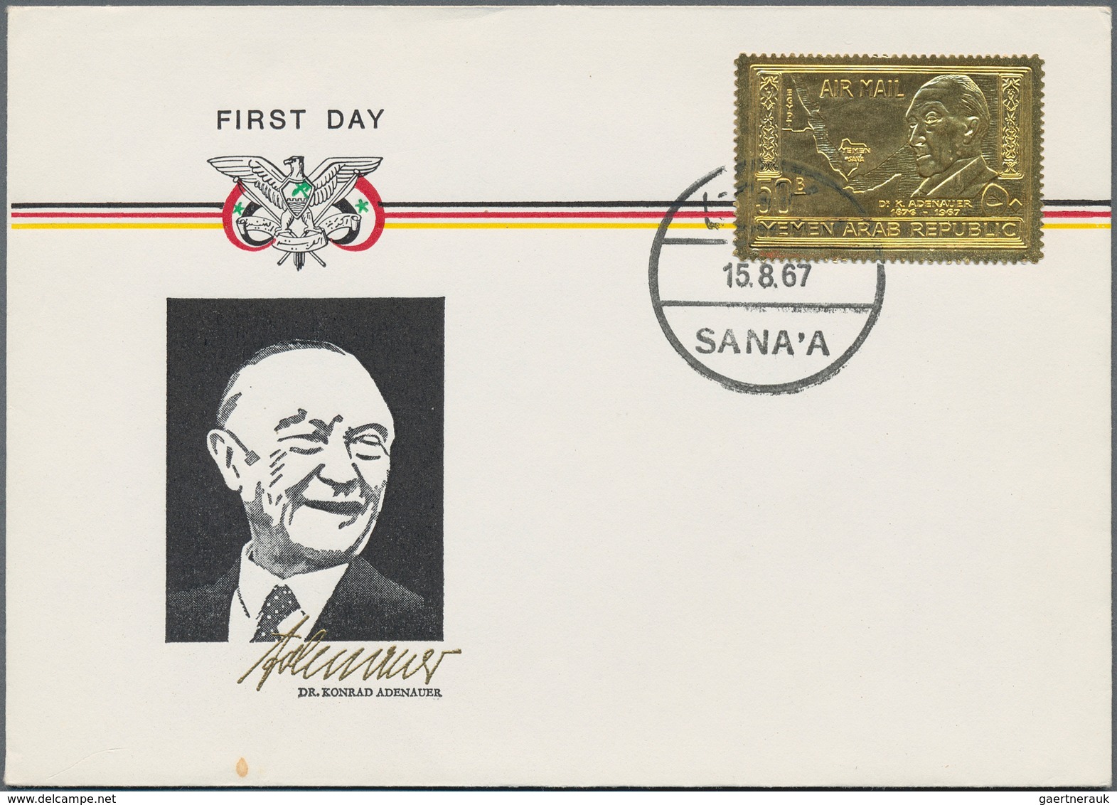 Jemen: 1930/70 (ca.), Kingdom covers (7), FDC (2 inc. 1960 olympics), 6 B. airletter blue cto (2, no