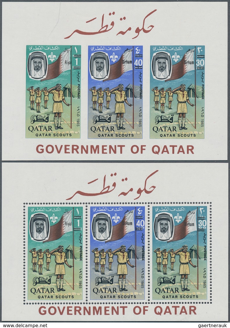 Katar / Qatar: 1964/82 (ca.), Covers (9), Airletters Mint (2), Boyscouts S/s Imperf. And Perf. MNH, - Qatar