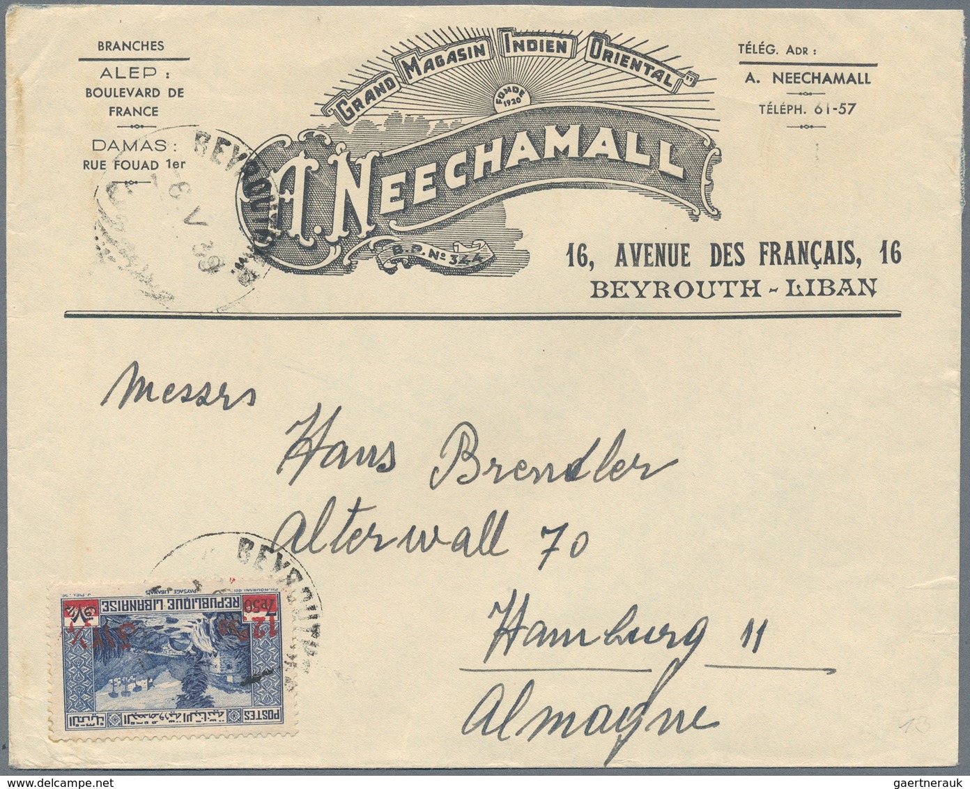 Libanon: 1921/59 (ca.), Lot Of Covers (22), Stationery (5) Inc. FDC 1938 France-Lebanon Air S/s. Als - Libanon