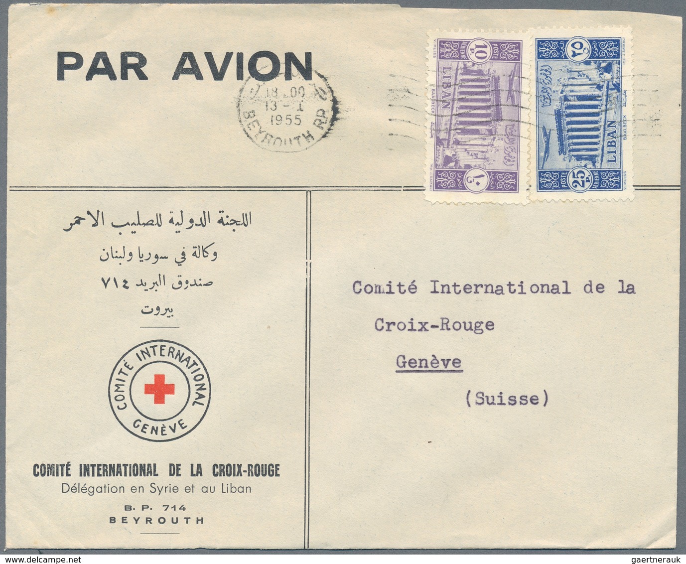 Libanon: 1921/59 (ca.), lot of covers (22), stationery (5) inc. FDC 1938 France-Lebanon air s/s. Als