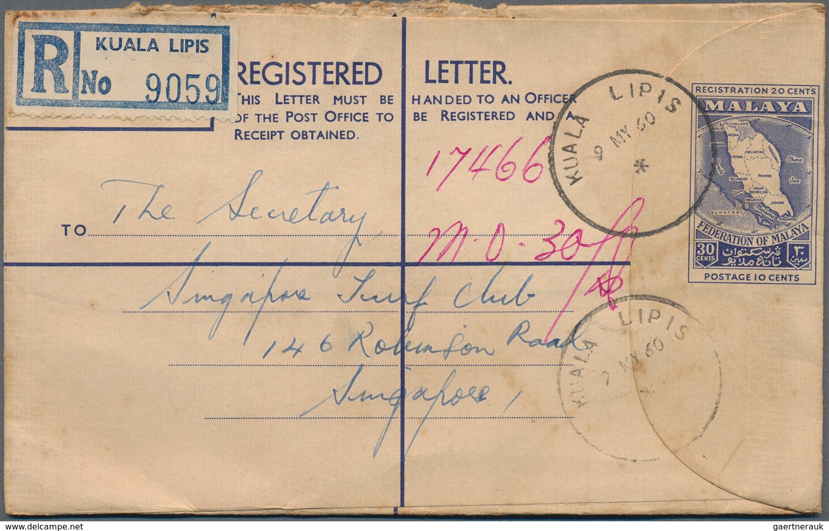 Malaiische Staaten - Pahang: 1930's-1960's Ca.: More Than 120 Covers And Postal Stationery Registere - Pahang