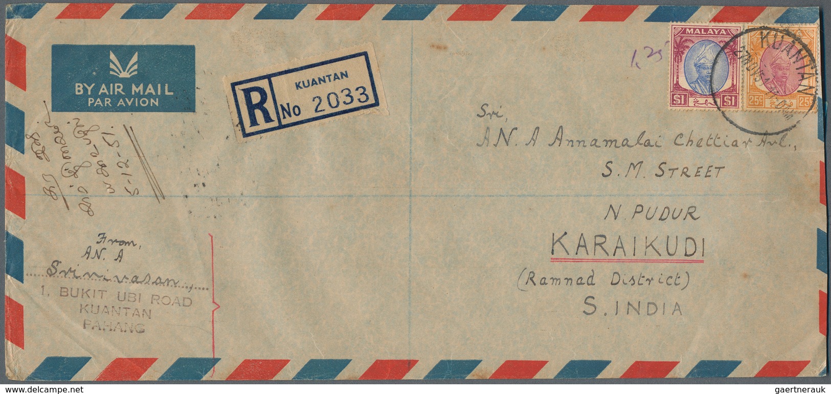 Malaiische Staaten - Pahang: 1930's-1960's Ca.: More Than 120 Covers And Postal Stationery Registere - Pahang