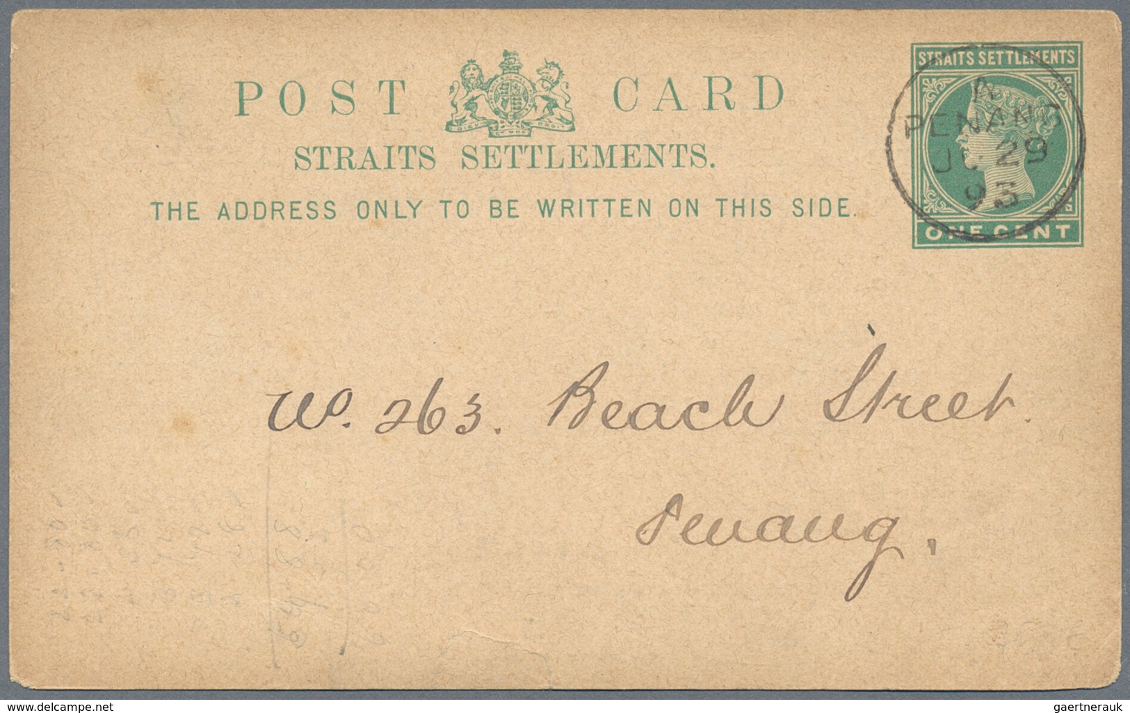 Malaiische Staaten - Penang: 1891/1945, Used Stationery Cards (6, Inc. Local Usage W.1893 2nd Half R - Penang