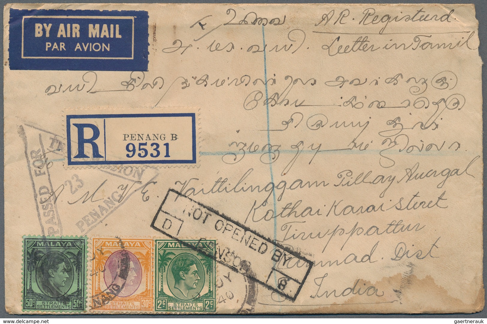 Malaiische Staaten - Penang: 1900's-1950's Ca.: More Than 200 Covers And Few Postal Stationery Regis - Penang