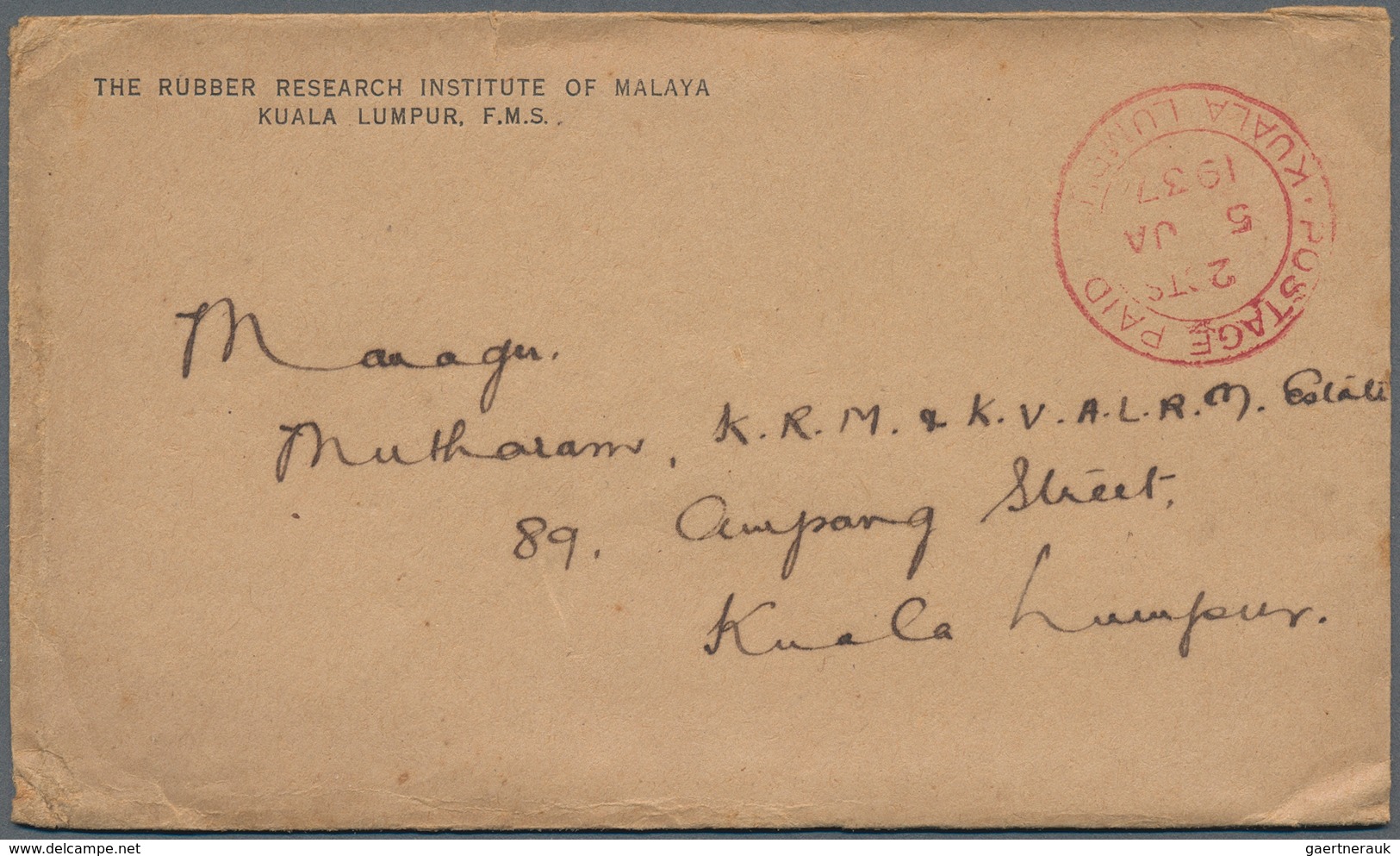 Malaiische Staaten - Selangor: 1900's-1950's Ca.: About 570 Covers And Few Postal Stationery Registe - Selangor