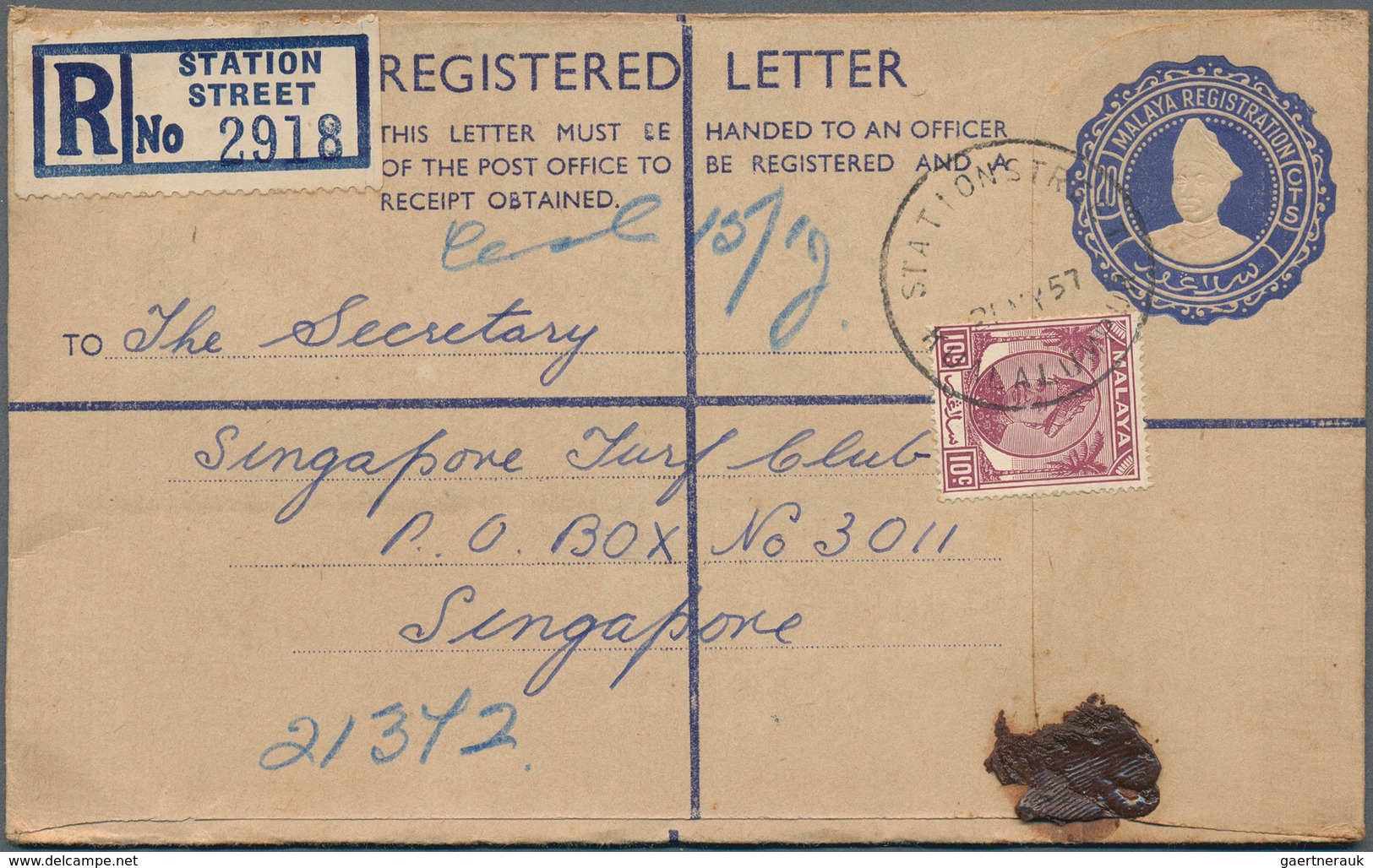 Malaiische Staaten - Selangor: 1900's-1950's ca.: About 570 covers and few postal stationery registe