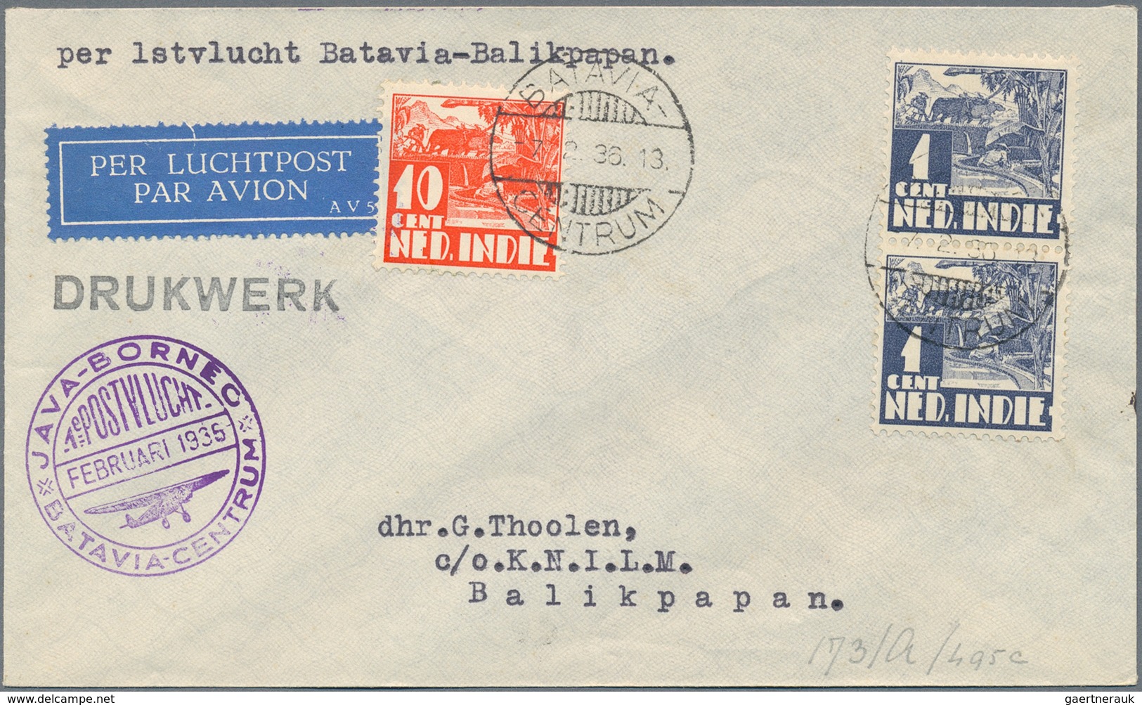 Niederländisch-Indien: 1893/1942, Covers (34 Inc. Many By Air) And Used Ppc (2). Inc. Puntstempel "2 - Indes Néerlandaises