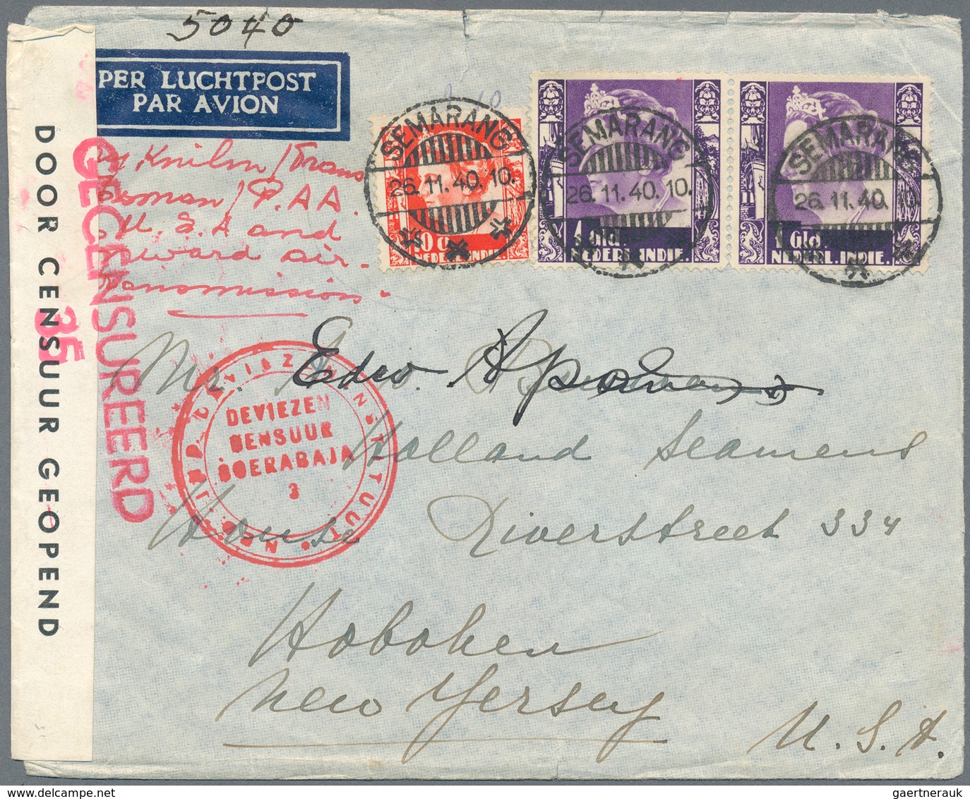 Niederländisch-Indien: 1893/1942, covers (34 inc. many by air) and used ppc (2). Inc. puntstempel "2