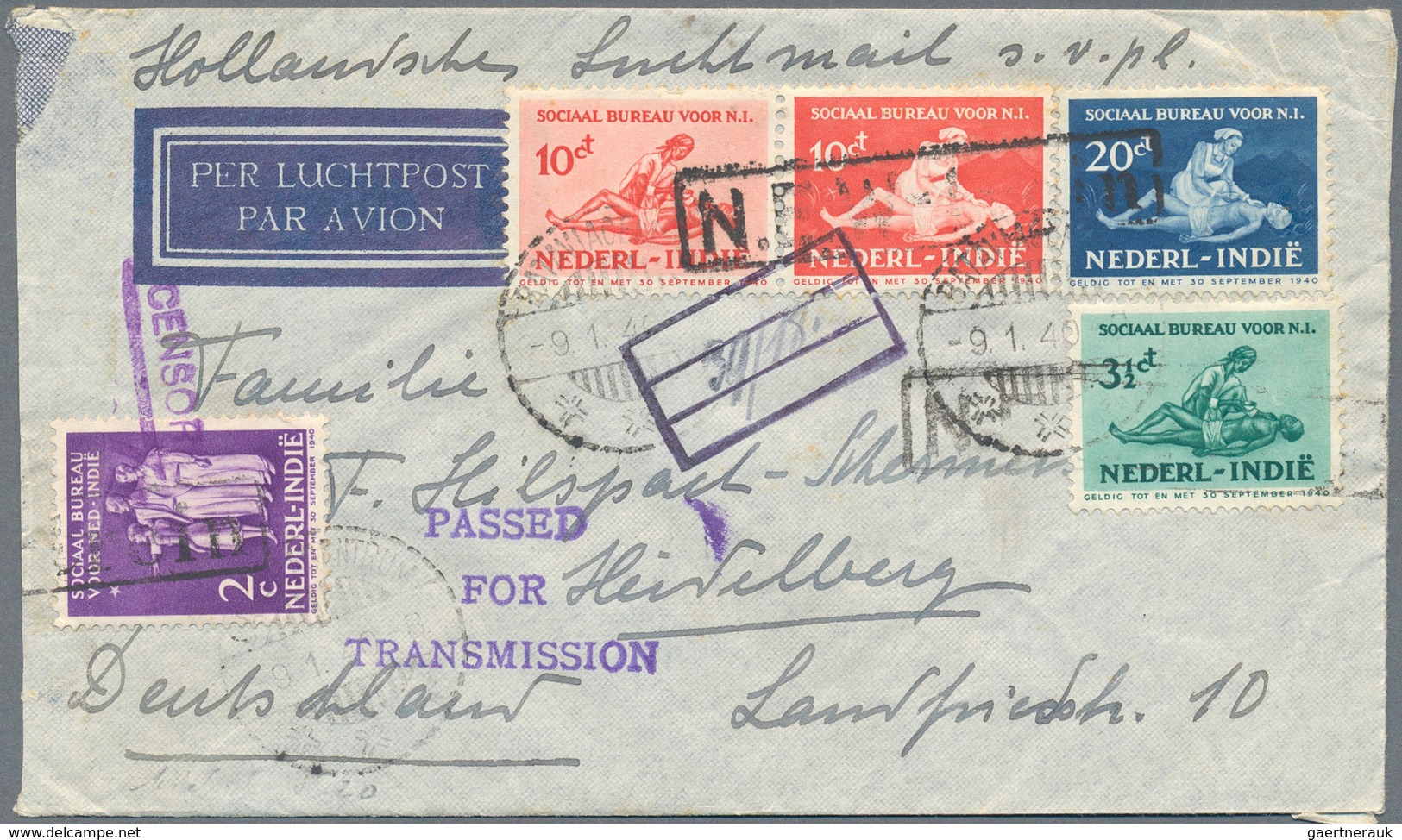 Niederländisch-Indien: 1893/1942, covers (34 inc. many by air) and used ppc (2). Inc. puntstempel "2