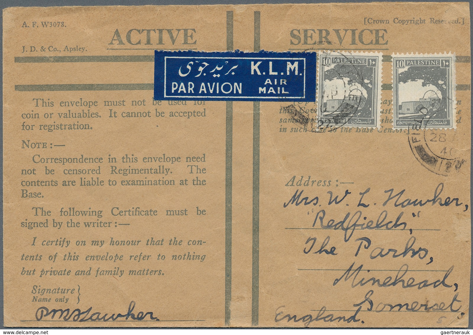 Palästina: 1927/42, Mandate Issues On Cover (54 Inc. Air, Registration, Censorship) Or Card (10 Inc. - Palestine