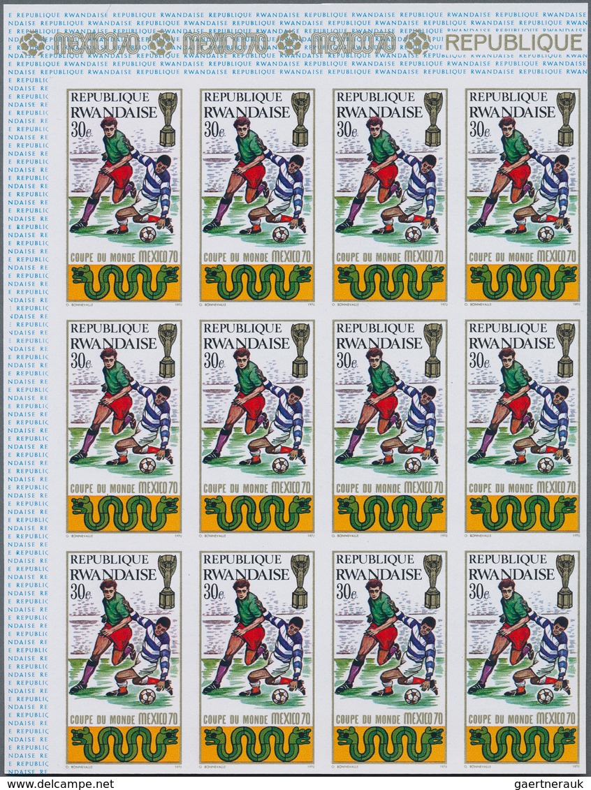 Ruanda: 1967/1975. Lot of 13,519 IMPERFORATE stamps, souvenir and miniature sheets showing various i