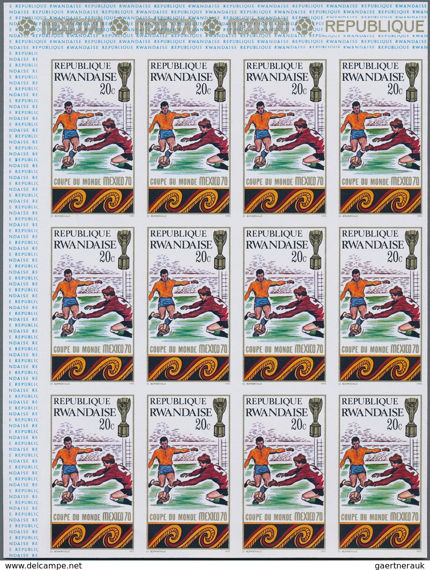 Ruanda: 1967/1975. Lot of 13,519 IMPERFORATE stamps, souvenir and miniature sheets showing various i