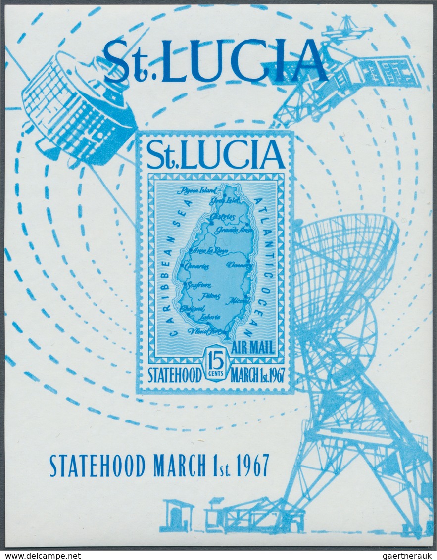 St. Lucia: 1967, 15 C. Independence (Scott C1, Mi. 217), Perforated And Imperforated Stamp And Souve - St.Lucia (...-1978)