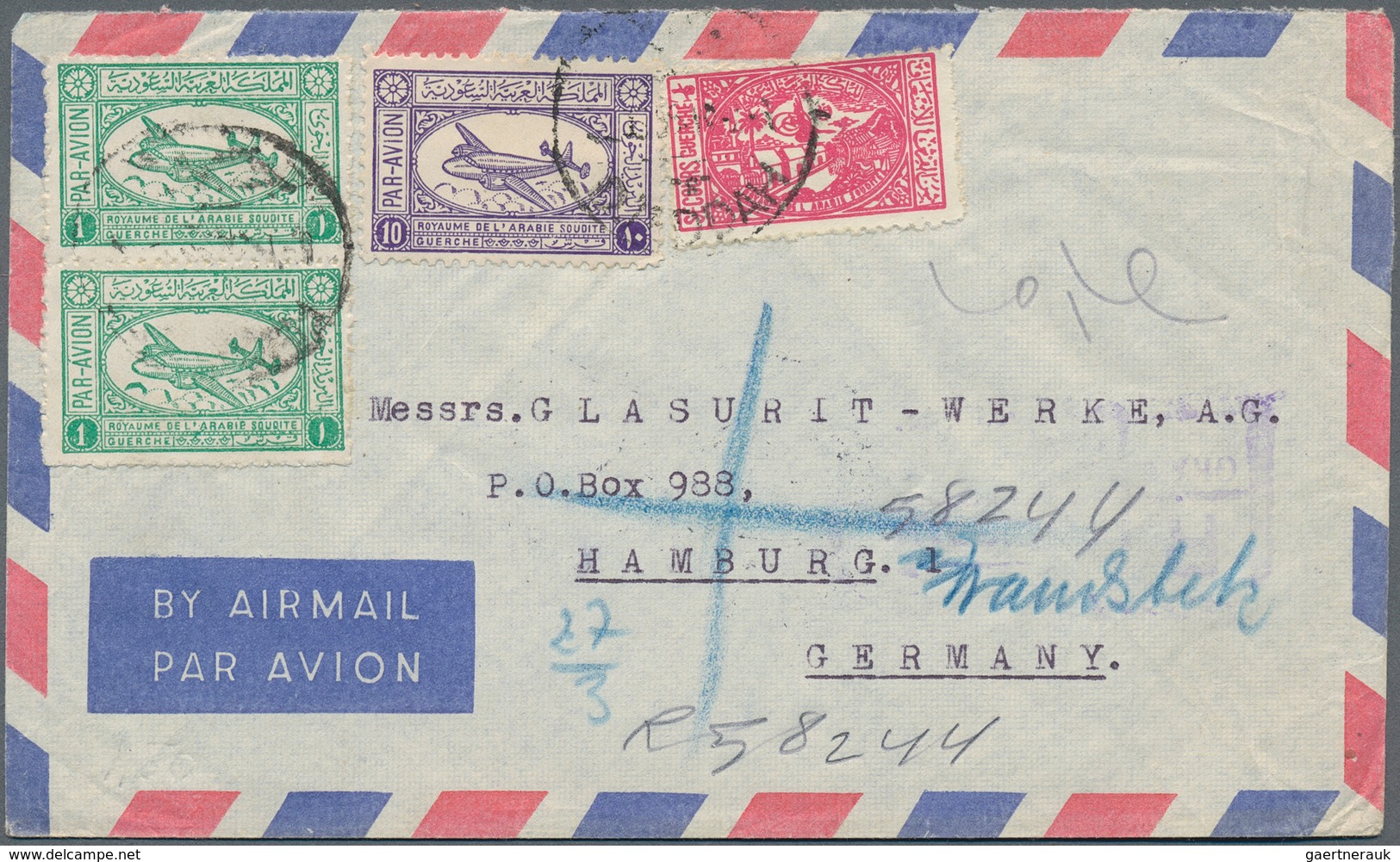 Saudi-Arabien: 1928/79 (ca.), covers (85) mostly airmails to US or Germany inc. attractive pictorial