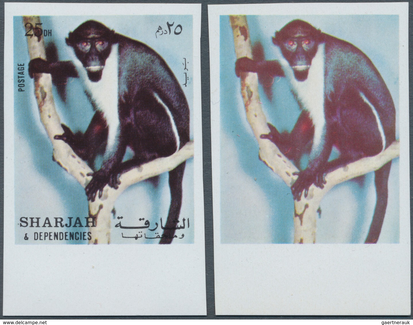 Schardscha / Sharjah: 1972, Monkeys, 20, 25, 75 Dh. And 1 R., 4 Values (Mi. # 1012/1015), Each Imper - Sharjah