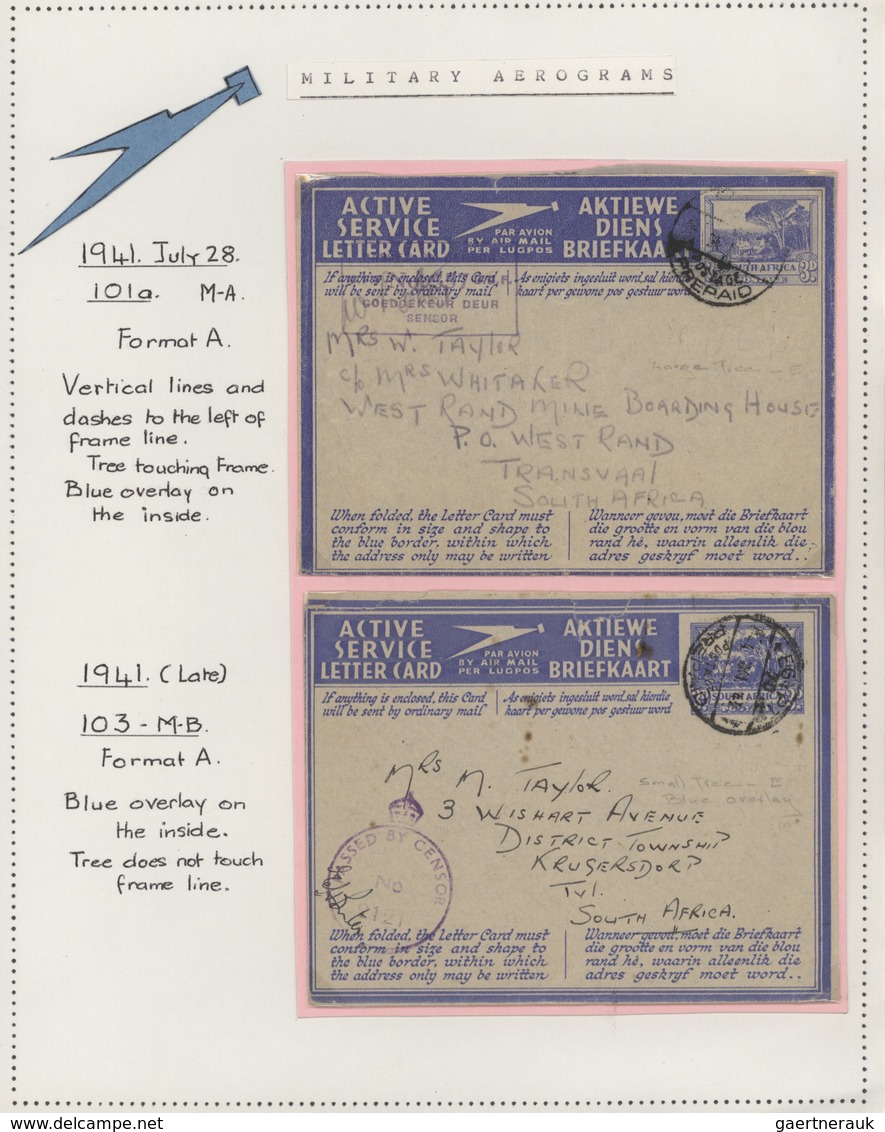 Südafrika - Ganzsachen: 1941/1977 - AEROGRAMMES: Collection Of 87 Air Letters, Written Up On Pages, - Sonstige & Ohne Zuordnung