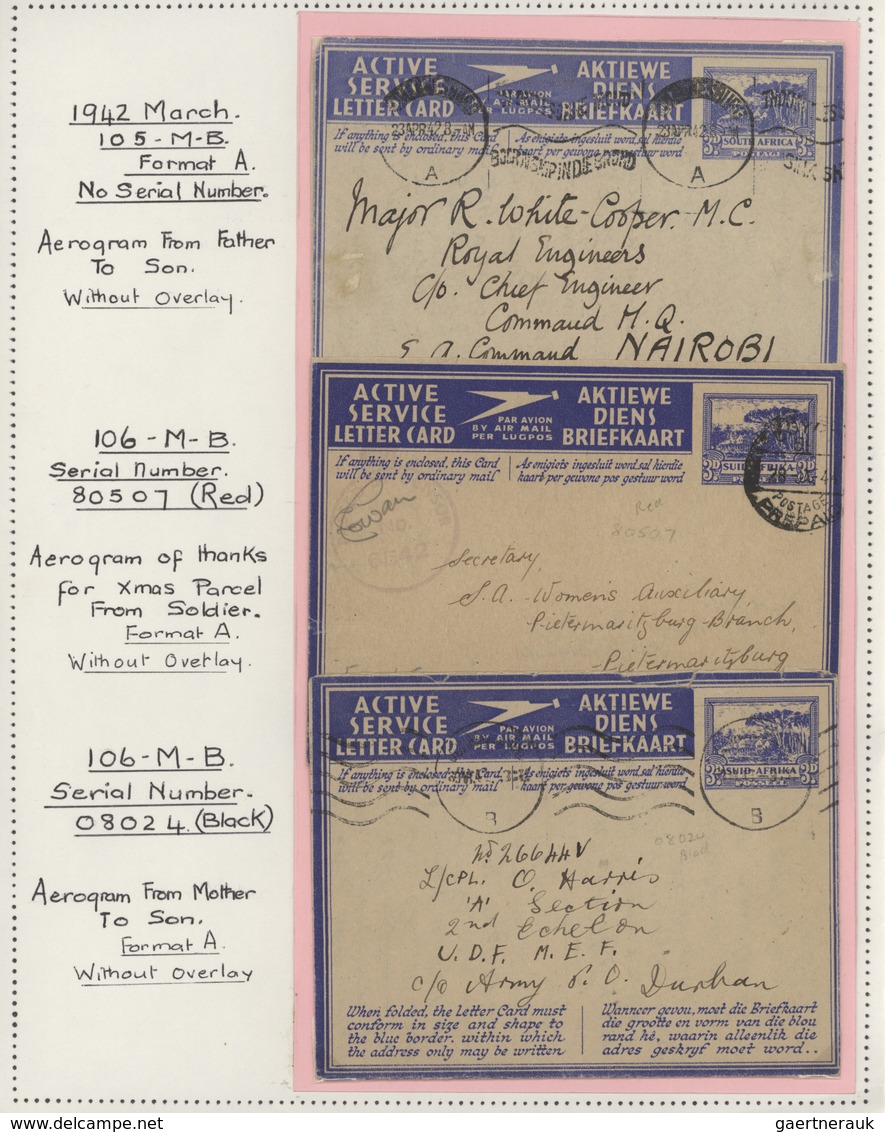 Südafrika - Ganzsachen: 1941/1977 - AEROGRAMMES: Collection Of 87 Air Letters, Written Up On Pages, - Sonstige & Ohne Zuordnung