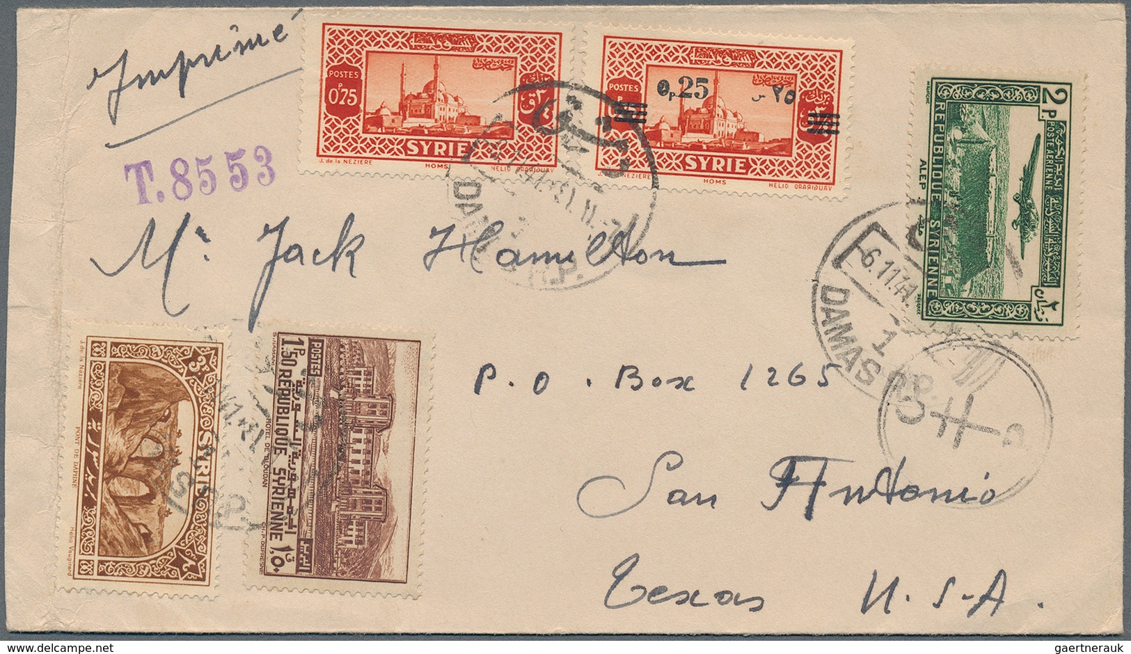 Syrien: 1892/1979 (ca.), covers (140) or used ppc (10) to foreign and mostly to Switzerland, Germany