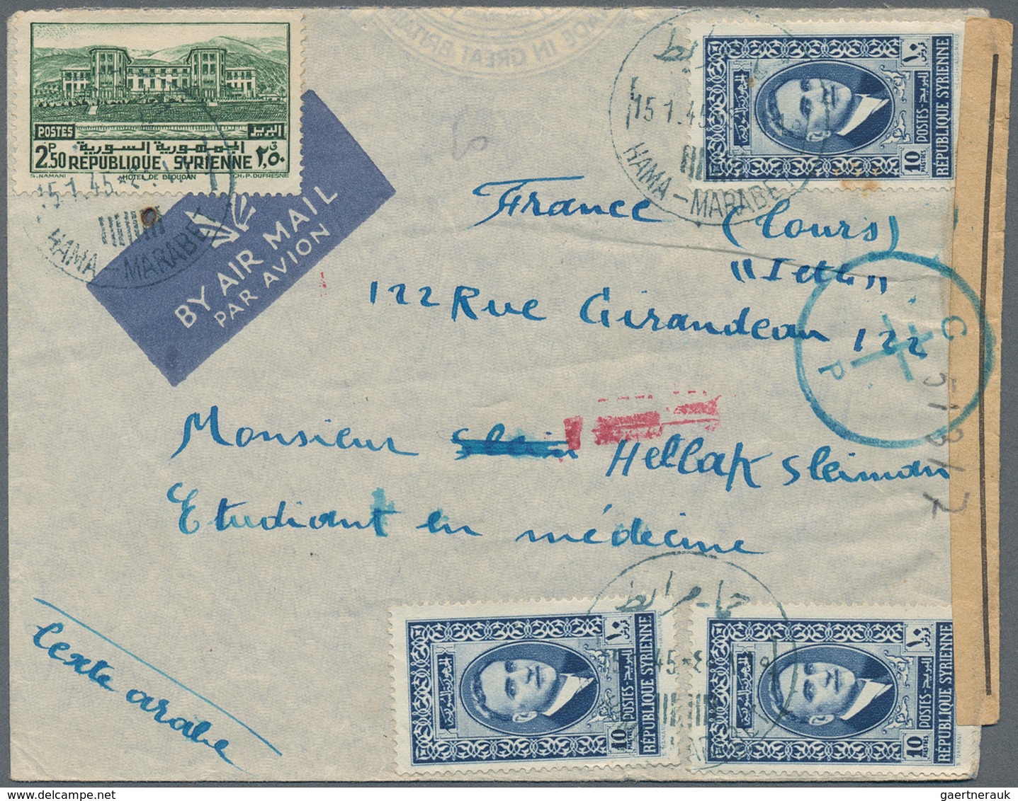 Syrien: 1892/1979 (ca.), covers (140) or used ppc (10) to foreign and mostly to Switzerland, Germany
