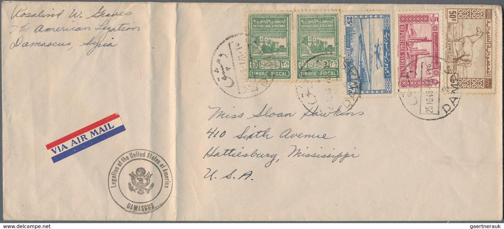 Syrien: 1892/1979 (ca.), covers (140) or used ppc (10) to foreign and mostly to Switzerland, Germany