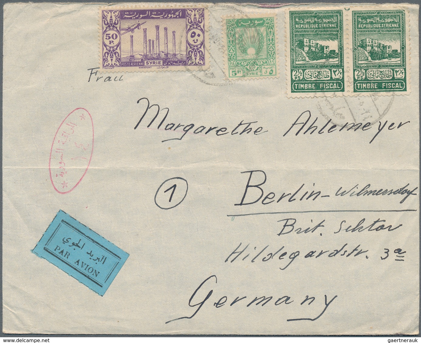 Syrien: 1892/1979 (ca.), covers (140) or used ppc (10) to foreign and mostly to Switzerland, Germany