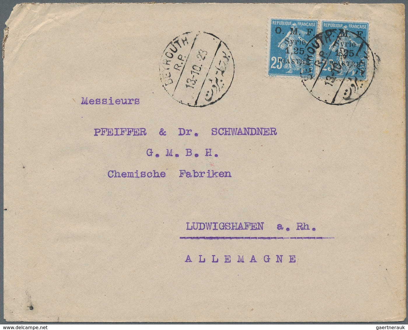 Syrien: 1892/1979 (ca.), covers (140) or used ppc (10) to foreign and mostly to Switzerland, Germany