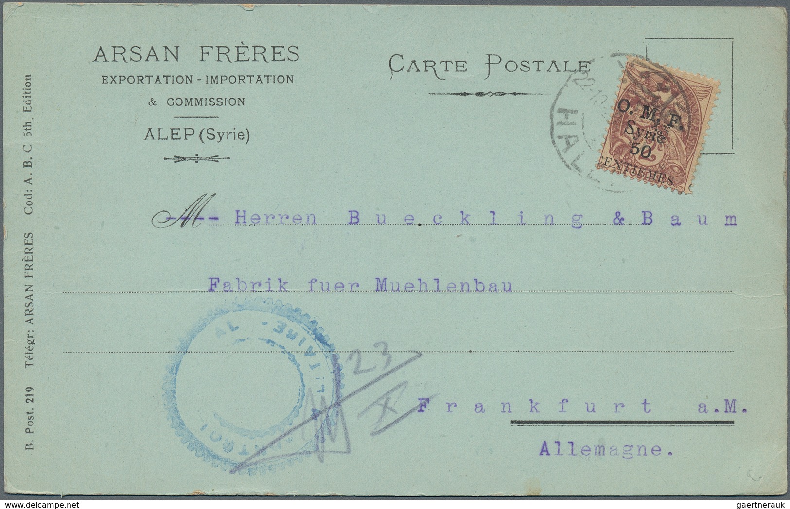 Syrien: 1892/1979 (ca.), covers (140) or used ppc (10) to foreign and mostly to Switzerland, Germany