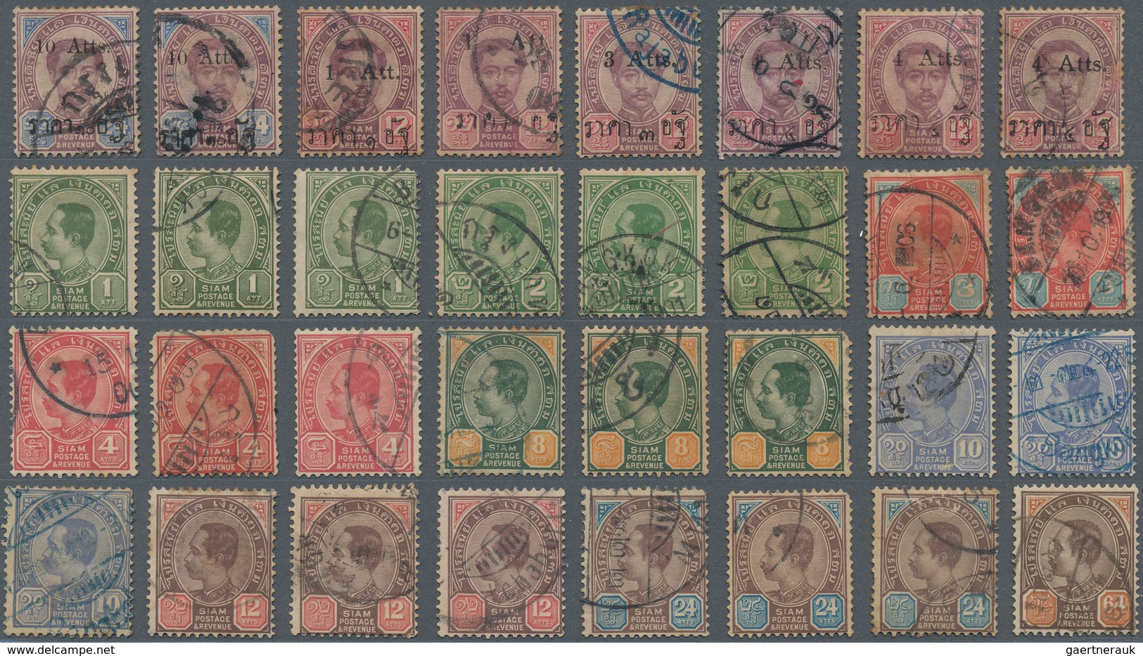 Thailand: 1883/1940 (ca.), Chiefly Used Assortment Of Apprx. 550 Stamps On Stockcards, Incl. SG No. - Thailand