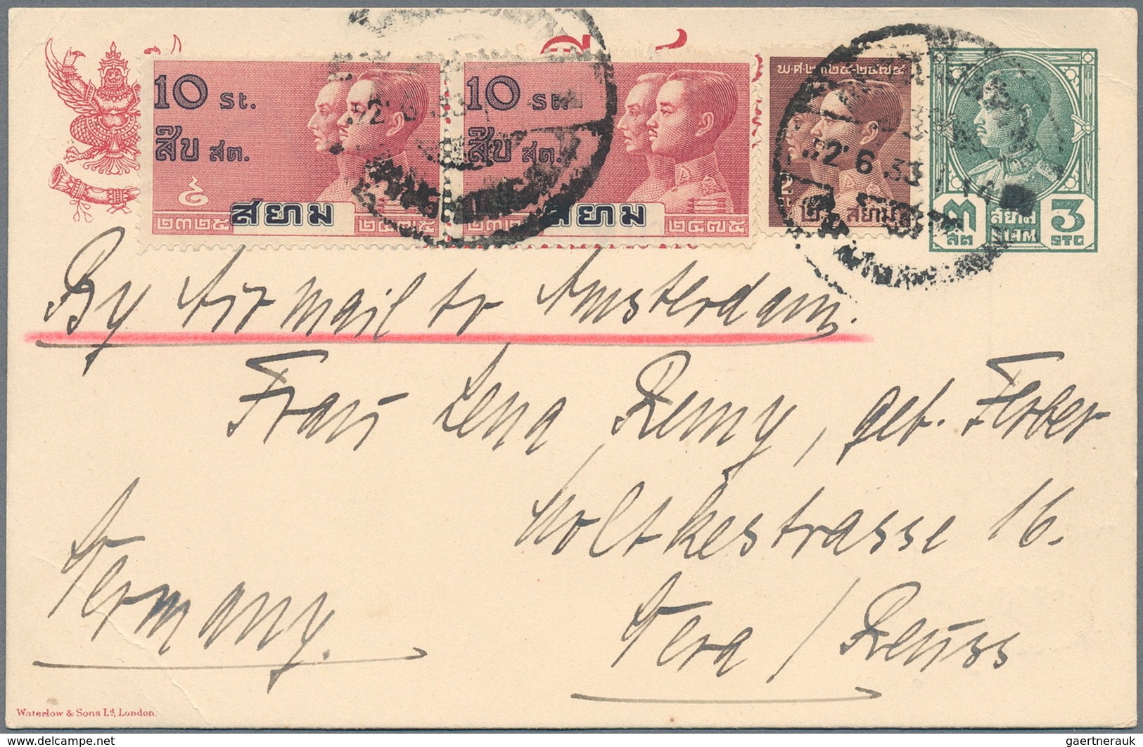 Thailand: 1908/62, covers (16), fronts (2) or used ppc (9) and on piece (1) inc. 1925 inland FFC, 19