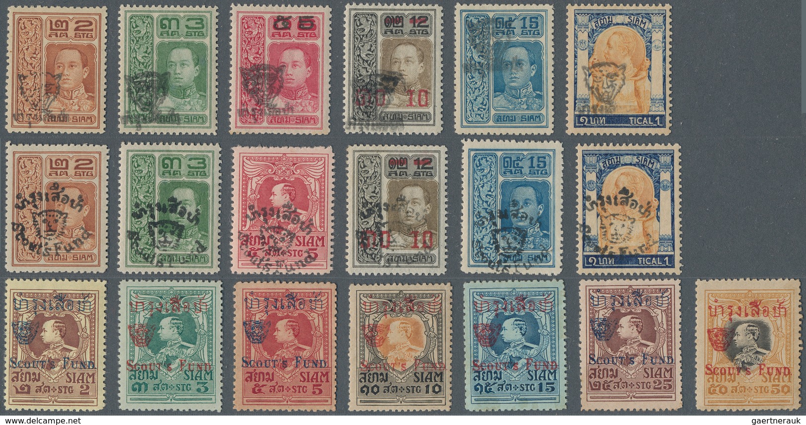 Thailand: 1920/21, Boyscout Funds I-III, Each Complete Sets Of 6 Resp. 7 Values, I+II Unused Mounted - Thailand