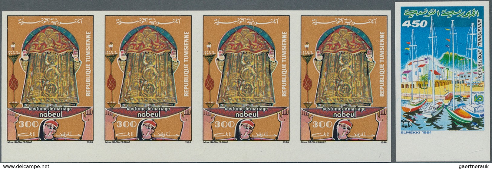 Tunesien: 1985/1991, Lot Of 9661 IMPERFORATE (instead Of Perforate) Stamps MNH, Showing Various Topi - Tunisie (1956-...)