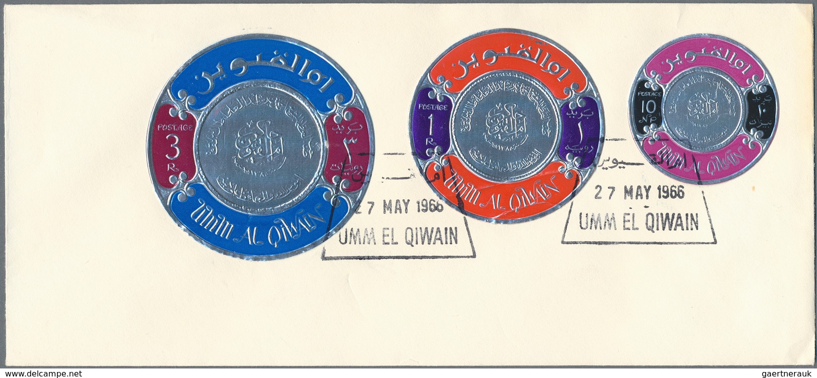 Umm Al Qaiwain: 1963/71, Real Used Covers/unadressed FDC Of: Umm Al Quiwain (6/2), Sharja (1/2), Fuj - Umm Al-Qiwain