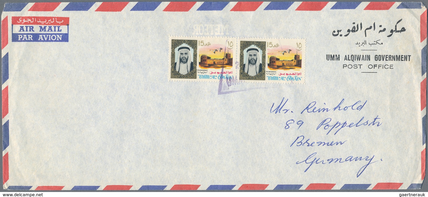 Umm al Qaiwain: 1963/71, real used covers/unadressed FDC of: Umm al Quiwain (6/2), Sharja (1/2), Fuj