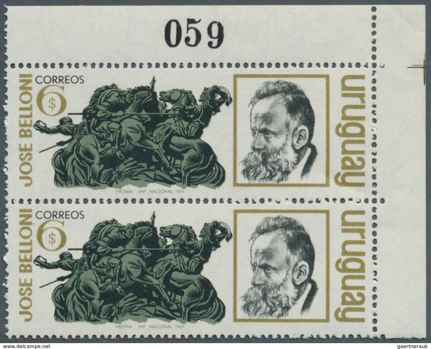 Uruguay: 1969. Lot Of 2 Complete Sets Of 1 Value Each: COMBAT By Belloni And DON QUIXOTE By Torres ( - Uruguay