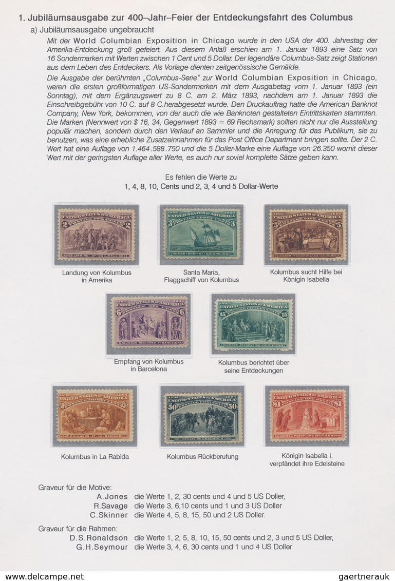 Vereinigte Staaten von Amerika: 1893 COLUMBUS: Exhibition collection of stamps and about 180 covers,