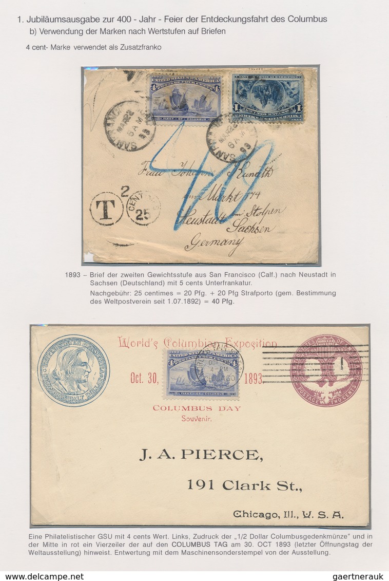 Vereinigte Staaten von Amerika: 1893 COLUMBUS: Exhibition collection of stamps and about 180 covers,