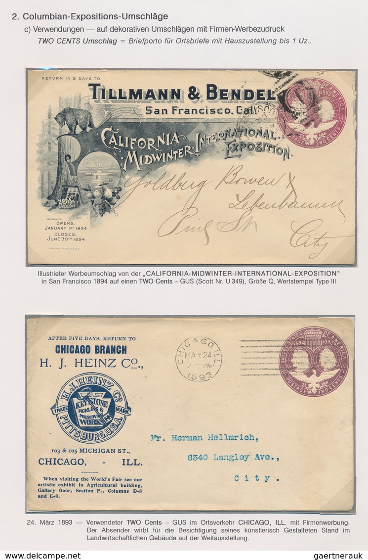 Vereinigte Staaten von Amerika: 1893 COLUMBUS: Exhibition collection of stamps and about 180 covers,